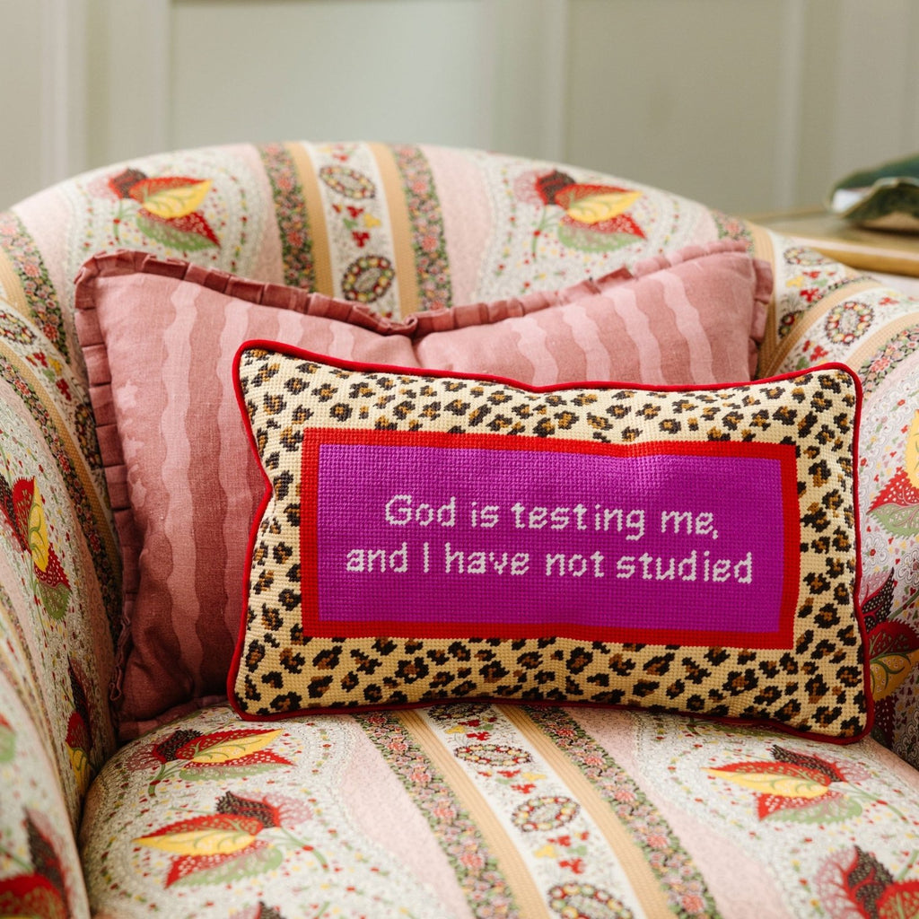 God Testing Me Needlepoint Pillow - Poppy & Vine