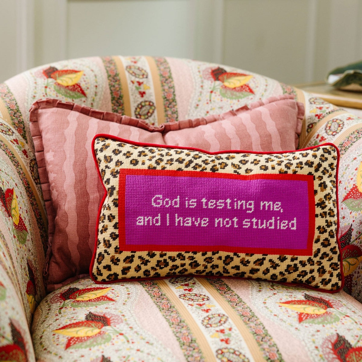God Testing Me Needlepoint Pillow - Poppy & Vine