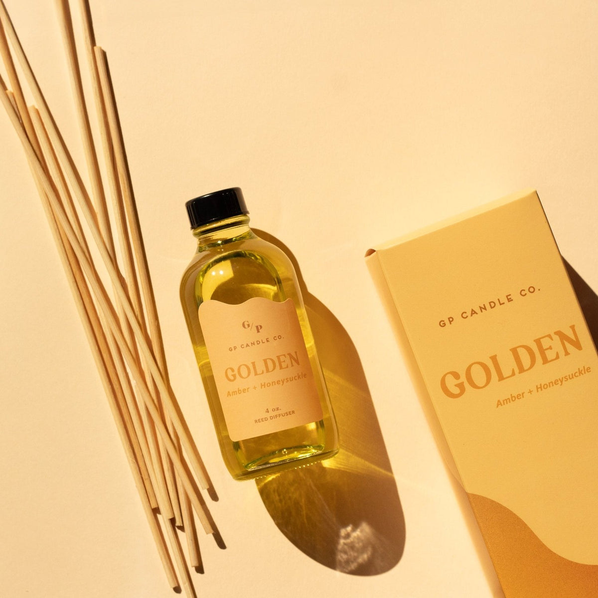 Golden 4 oz. Hue Reed Diffuser (Amber + Honeysuckle) - Poppy & Vine