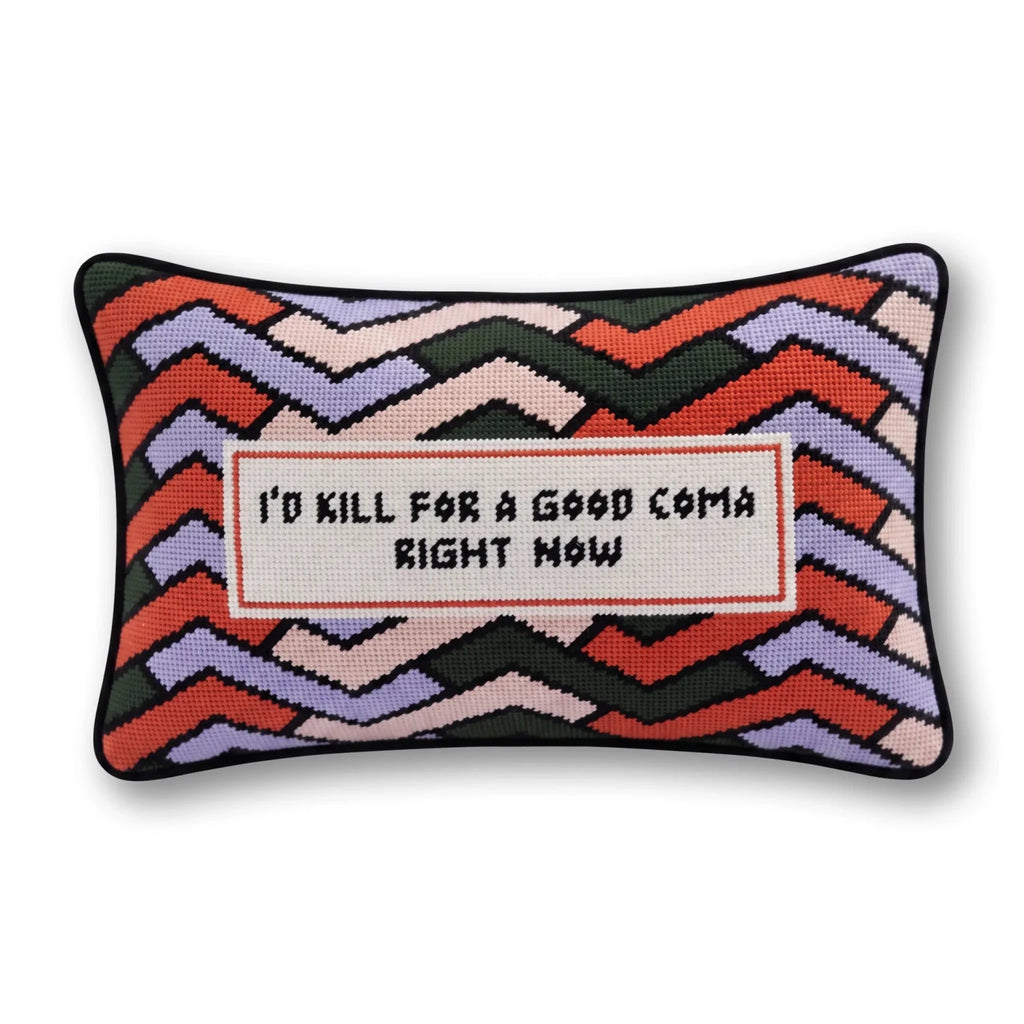 Good Coma Needlepoint Pillow - Poppy & Vine