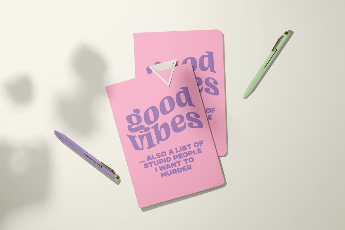 Good Vibes + Stupid Ppl | Pocket Journal, Mini Notebook, Mini Journal - Poppy & Vine