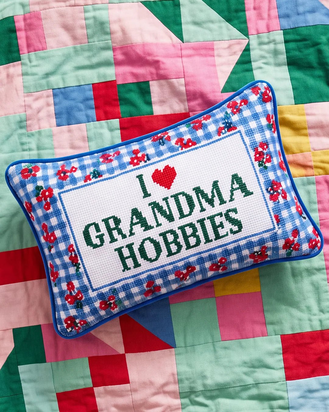 Grandma Hobbies Needlepoint Pillow - Poppy & Vine