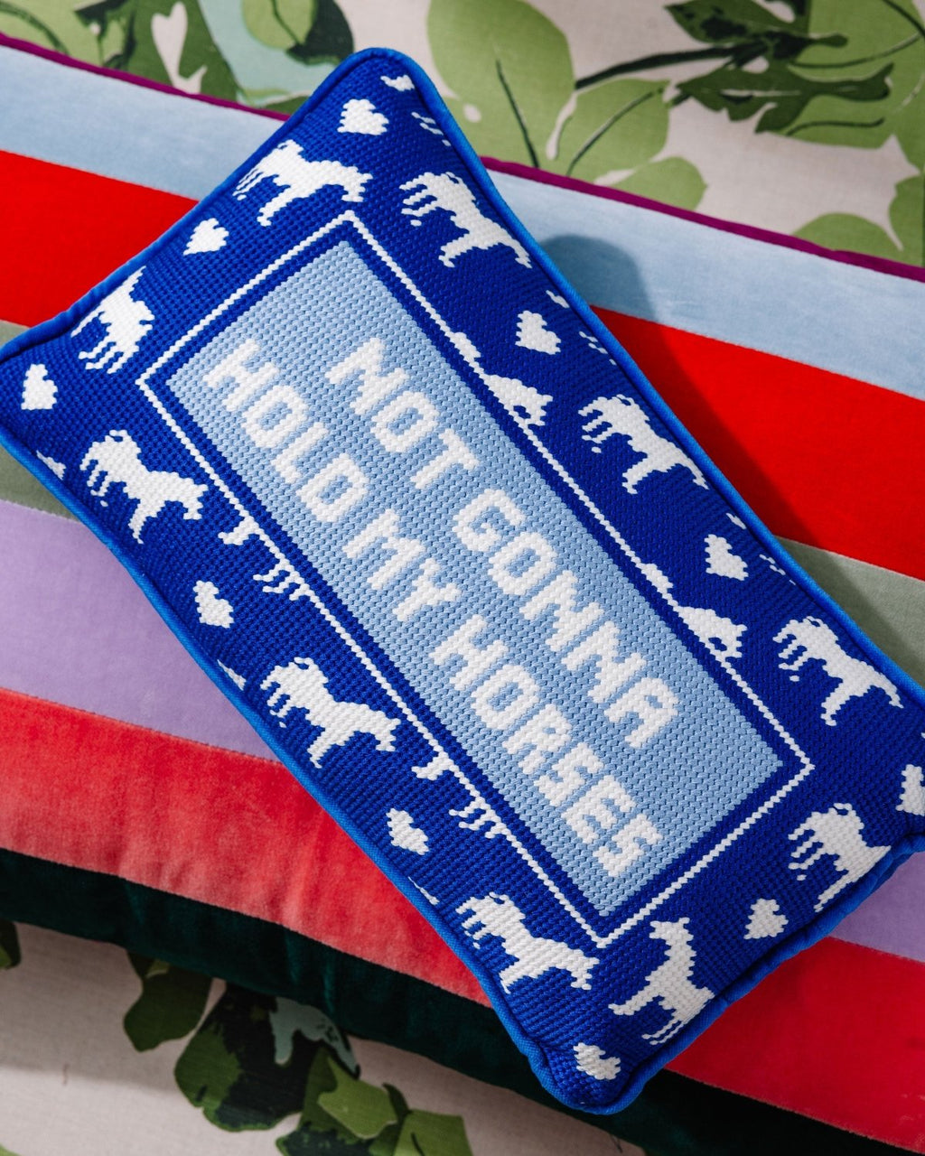 Hold My Horses Needlepoint Pillow - Poppy & Vine