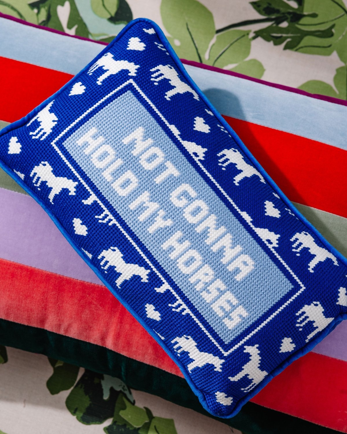 Hold My Horses Needlepoint Pillow - Poppy & Vine