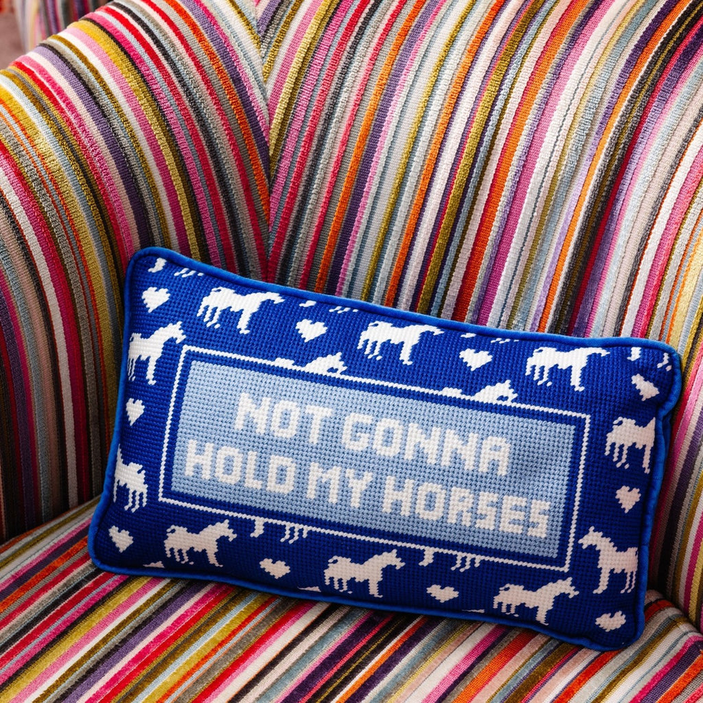 Hold My Horses Needlepoint Pillow - Poppy & Vine