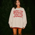 Holly Jolly Christmas Crewneck Sweatshirt | Vintage Varsity Christmas Pullover - Poppy & Vine
