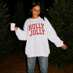 Holly Jolly Christmas Crewneck Sweatshirt | Vintage Varsity Christmas Pullover - Poppy & Vine
