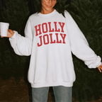 Holly Jolly Christmas Crewneck Sweatshirt | Vintage Varsity Christmas Pullover - Poppy & Vine