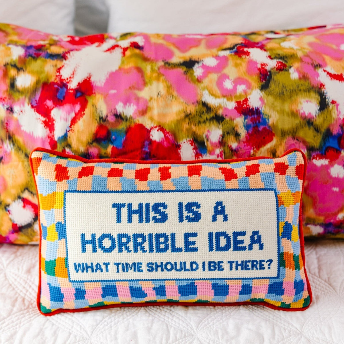 Horrible Idea Needlepoint Pillow - Poppy & Vine