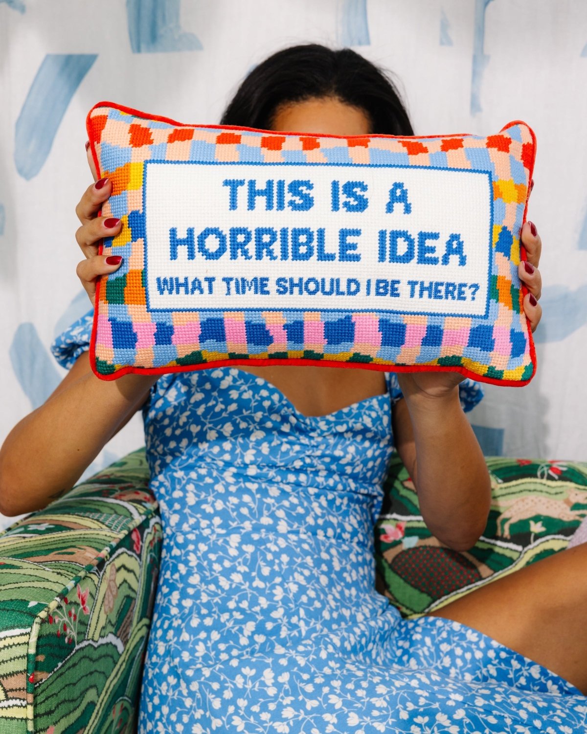 Horrible Idea Needlepoint Pillow - Poppy & Vine