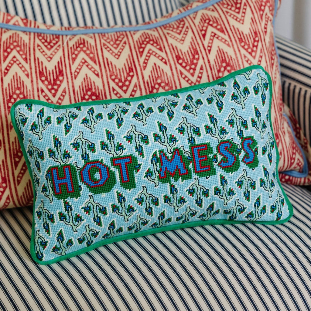 Hot Mess Needlepoint Pillow - Poppy & Vine
