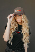 HOT MOM STUDDED TRUCKER HAT - Poppy & Vine