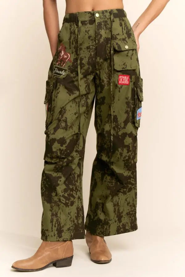 Howdy Cow + Camo Cargo Pants - Poppy & Vine