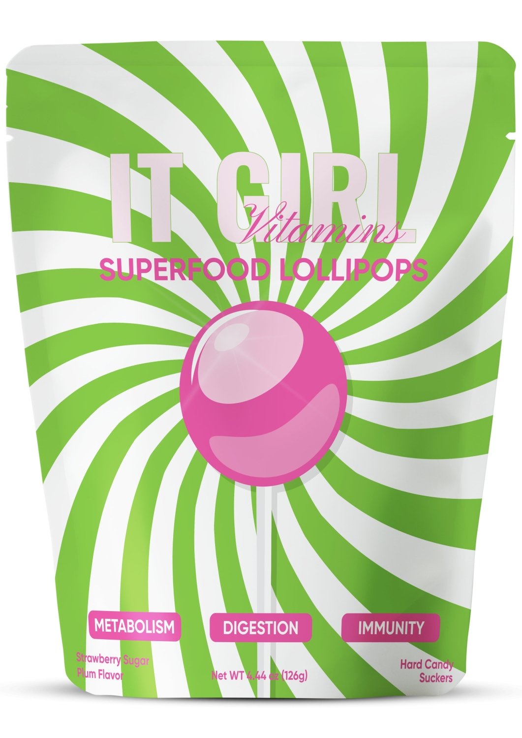 It Girl Superfood Greens Lollipops - Vegan Candy with Supergreens, Vitamins & Antioxidants - Poppy & Vine
