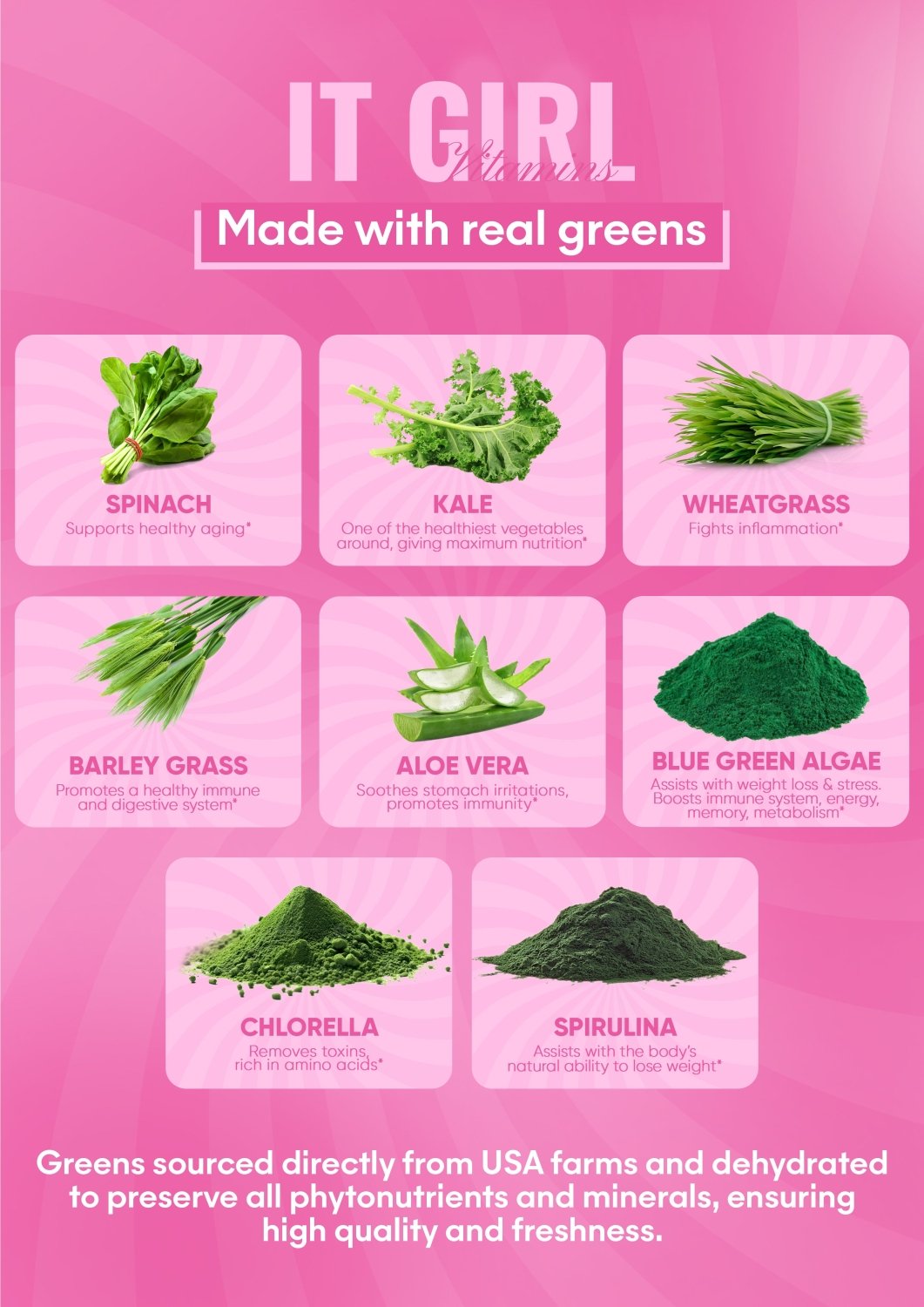 It Girl Superfood Greens Lollipops - Vegan Candy with Supergreens, Vitamins & Antioxidants - Poppy & Vine