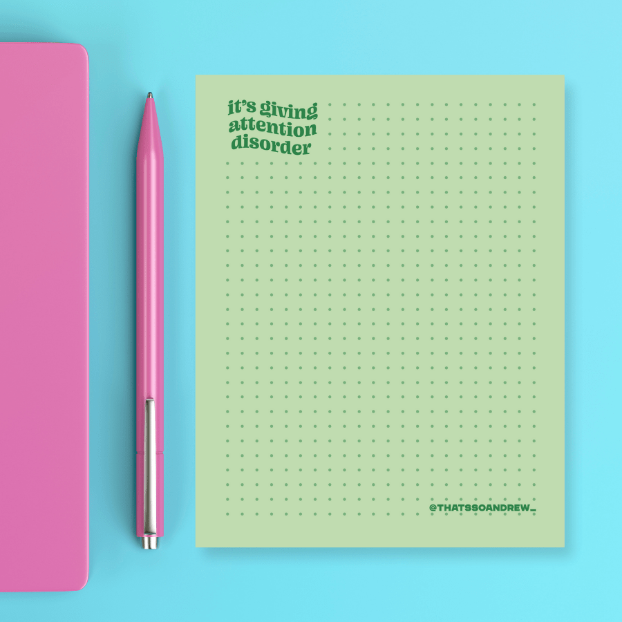 It's Giving Attention Disorder - Snarky & Colorful Notepad - Poppy & Vine