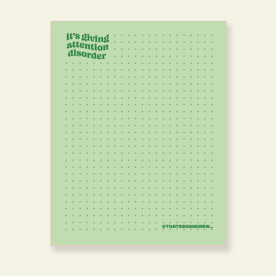 It's Giving Attention Disorder - Snarky & Colorful Notepad - Poppy & Vine
