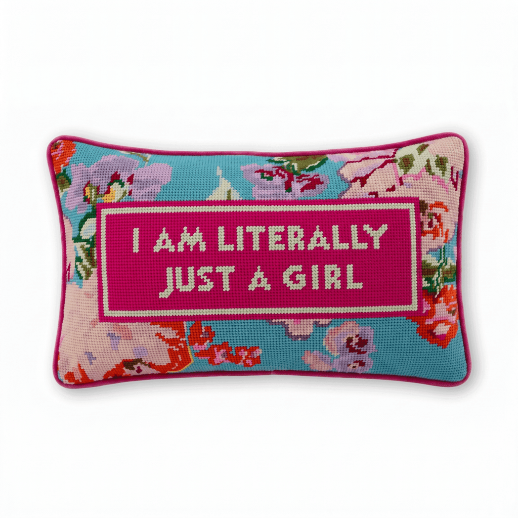 Just A Girl Needlepoint Pillow - Poppy & Vine