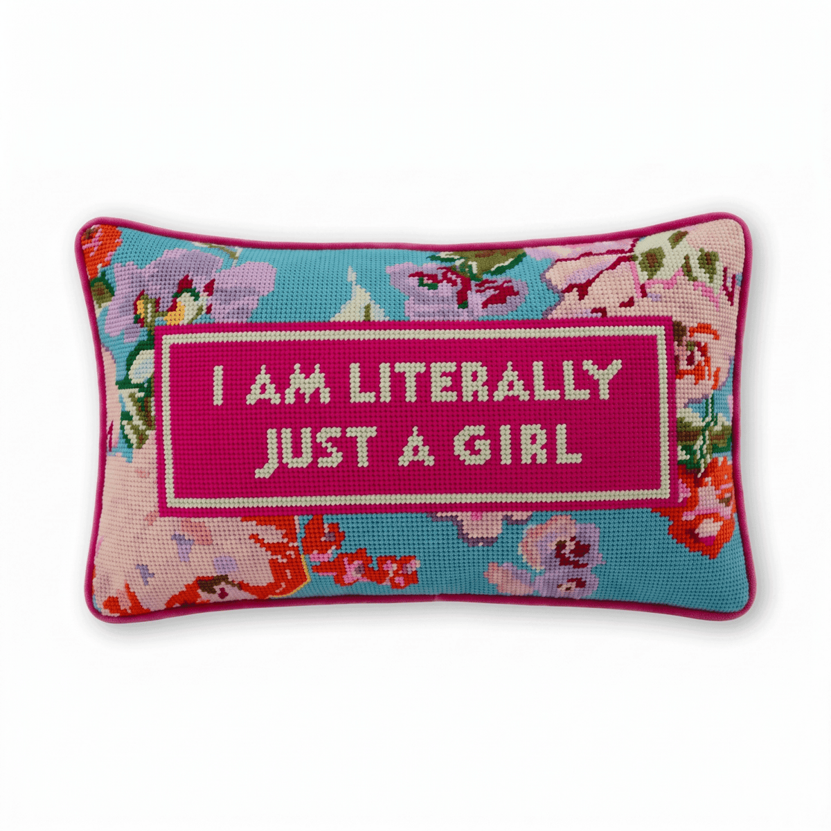 Just A Girl Needlepoint Pillow - Poppy & Vine