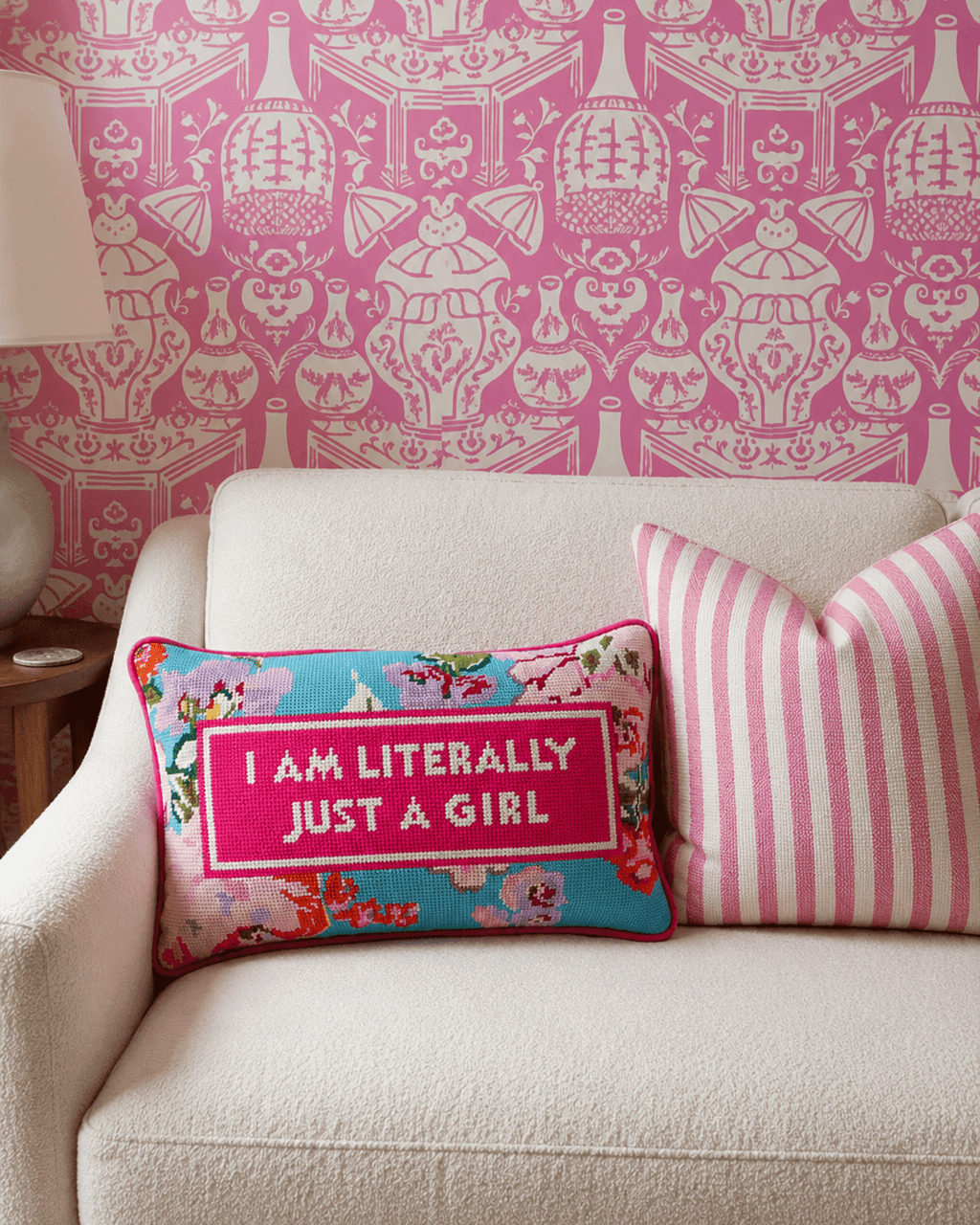 Just A Girl Needlepoint Pillow - Poppy & Vine