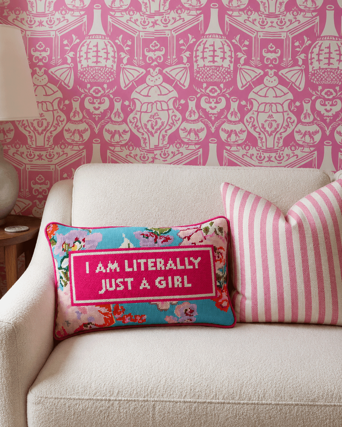 Just A Girl Needlepoint Pillow - Poppy & Vine
