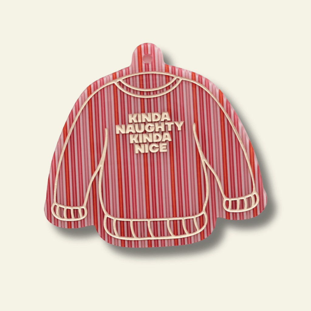 Kinda Naughty Funny Ugly Sweater Christmas Ornament - Poppy & Vine