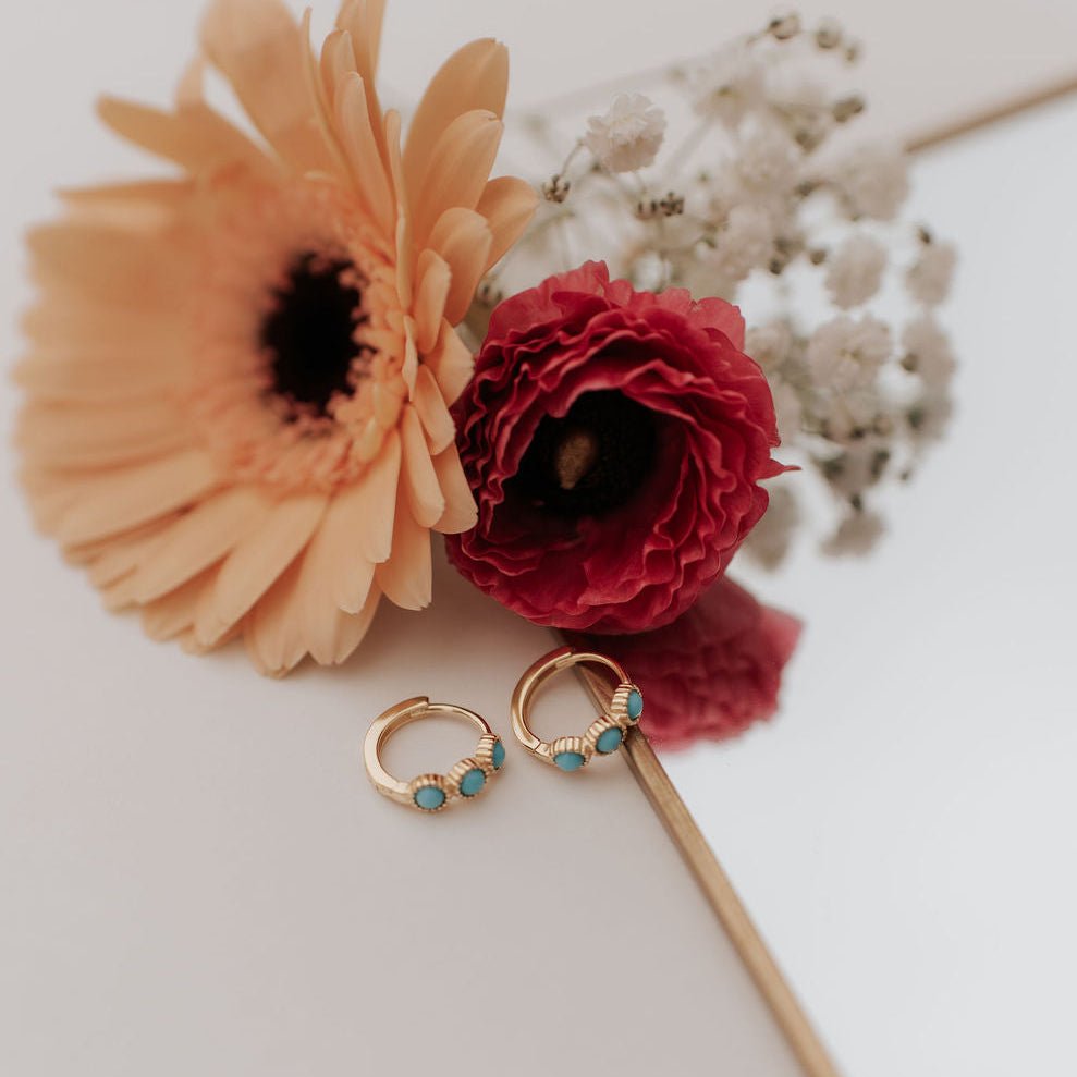 Lainey Turquoise Hoops - Poppy & Vine
