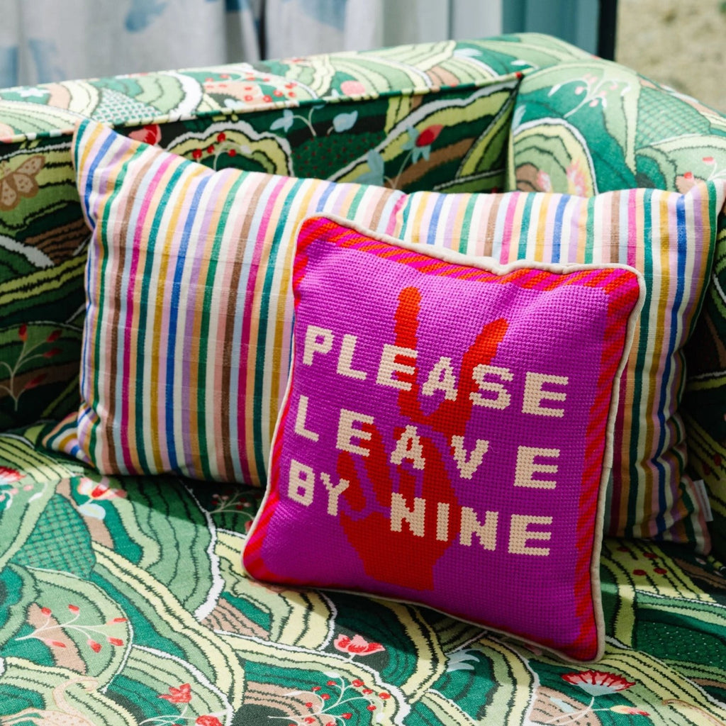 Leave by Nine Needlepoint Pillow - Poppy & Vine