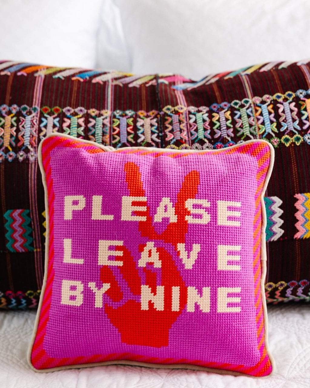 Leave by Nine Needlepoint Pillow - Poppy & Vine
