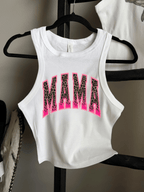 Leopard & Flames Mama Cropped Tank - Poppy & Vine