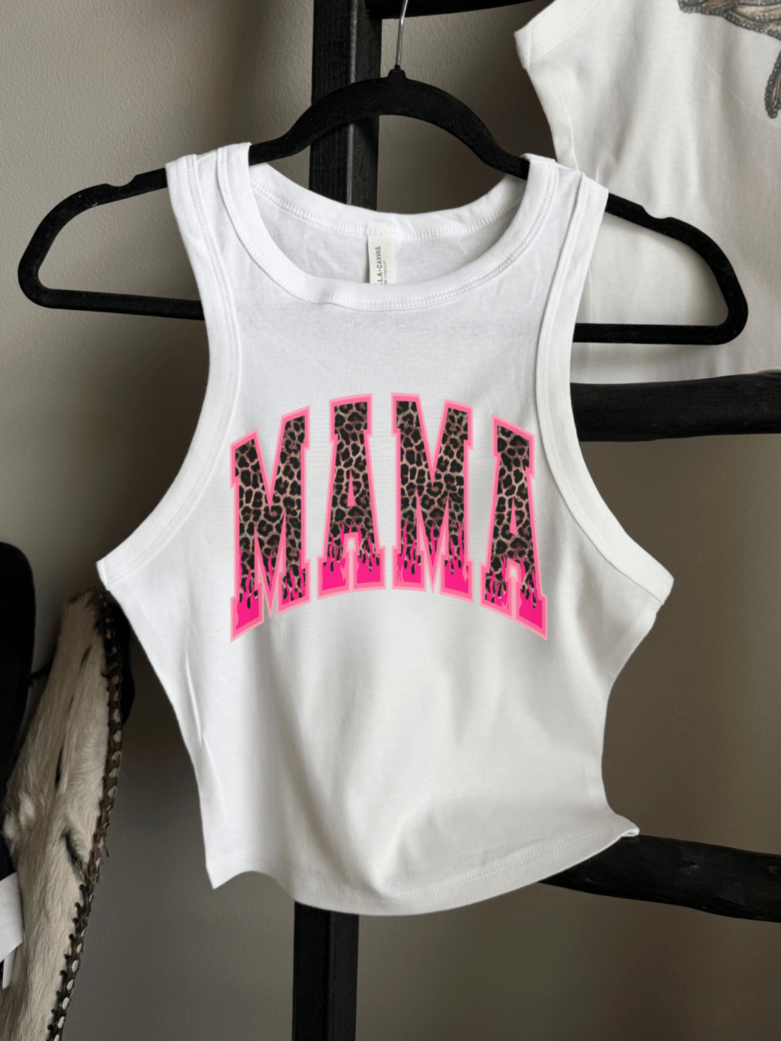 Leopard & Flames Mama Cropped Tank - Poppy & Vine