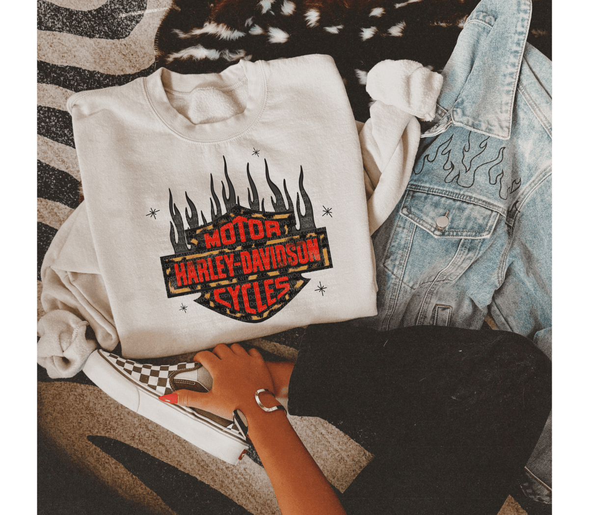 Leopard flames motor cycles tee or sweatshirt - Poppy & Vine