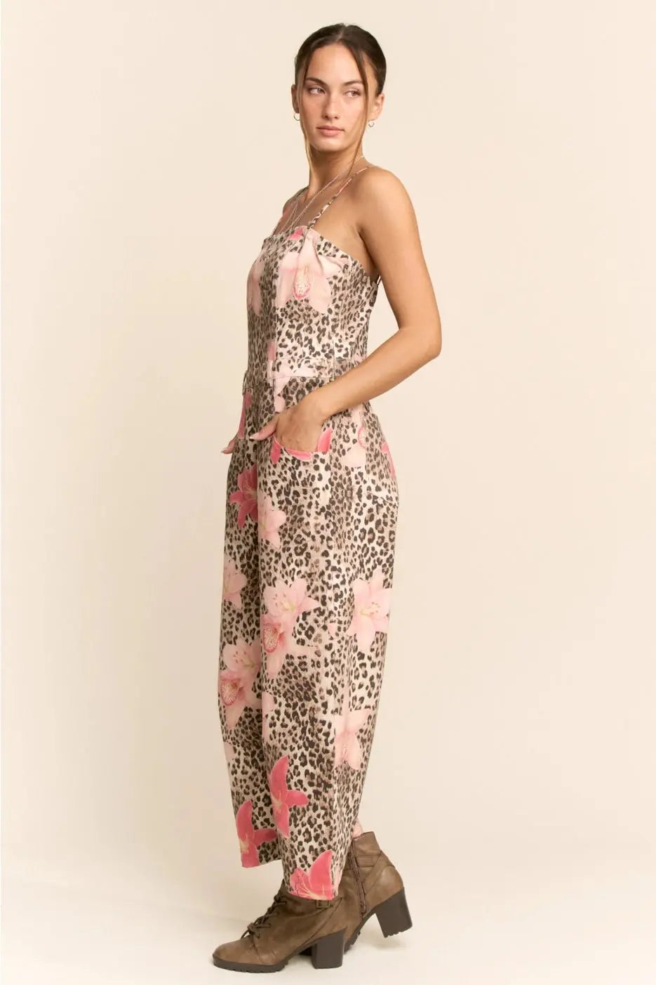 Leopard Lily Convertible Utility Jumpsuit - Poppy & Vine