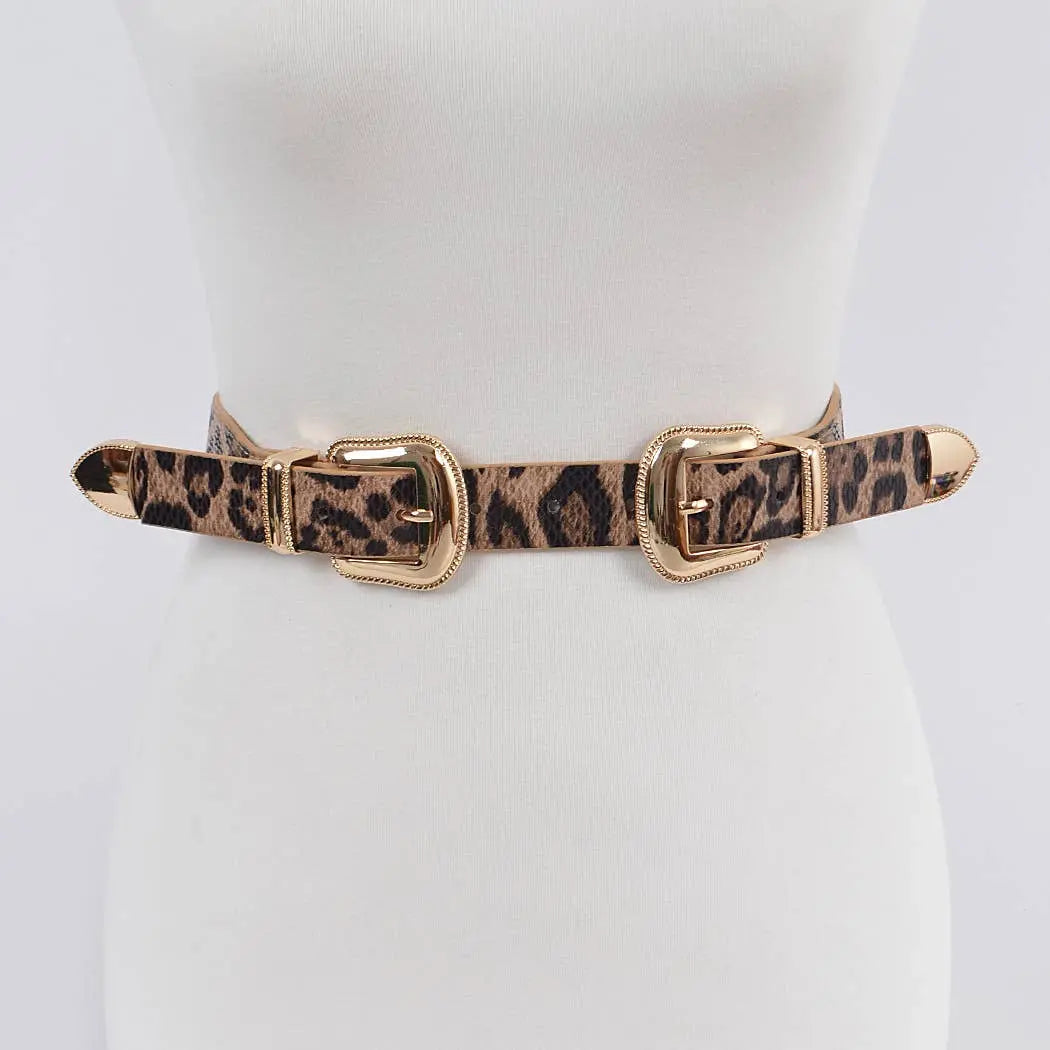 Leopard Two Buckle Waist Belt - Poppy & Vine