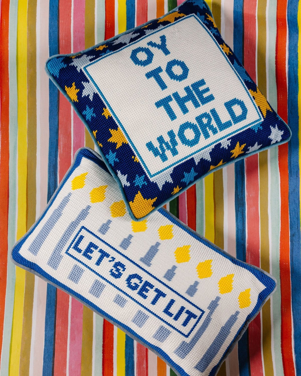 Let's Get Lit Needlepoint Pillow - Poppy & Vine