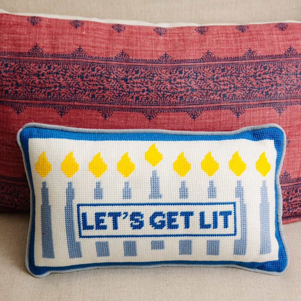 Let's Get Lit Needlepoint Pillow - Poppy & Vine