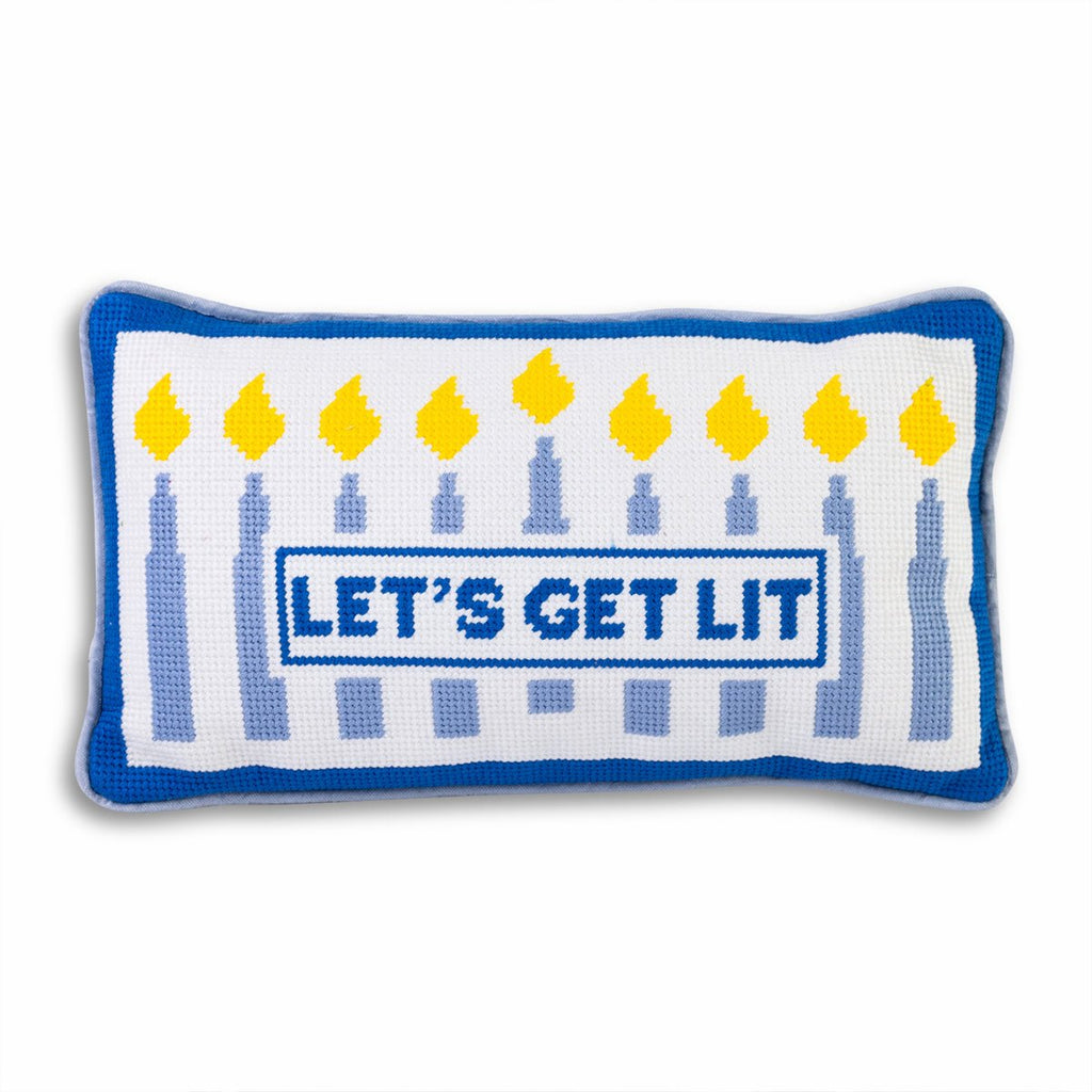 Let's Get Lit Needlepoint Pillow - Poppy & Vine