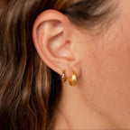 Lottie Black Onyx & Gold Polka Dot Hoops - Poppy & Vine
