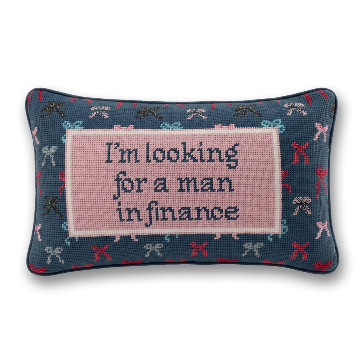 Man In Finance Needlepoint Pillow - Poppy & Vine