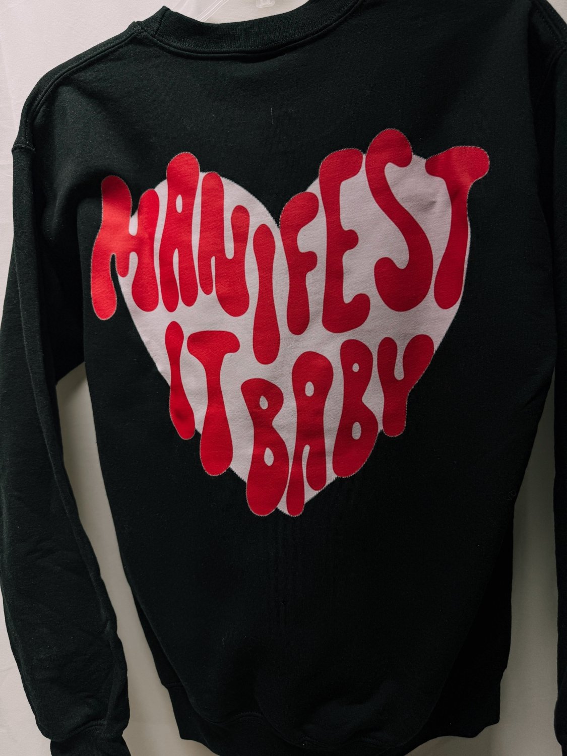 Manifest It, Baby – Black Hanes Crewneck (Front & Back Print) - Poppy & Vine