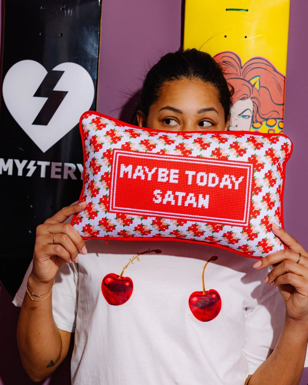 Maybe Today Satan Needlepoint Pillow - Poppy & Vine