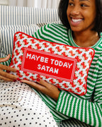 Maybe Today Satan Needlepoint Pillow - Poppy & Vine