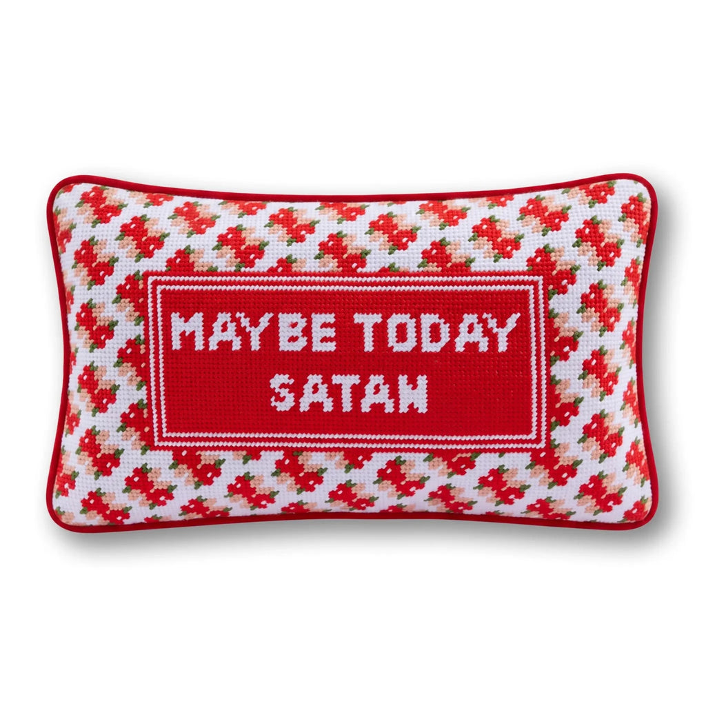 Maybe Today Satan Needlepoint Pillow - Poppy & Vine