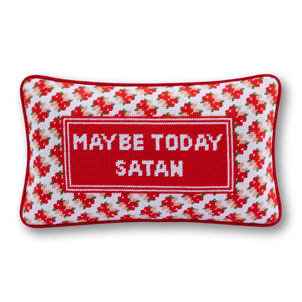 Maybe Today Satan Needlepoint Pillow - Poppy & Vine