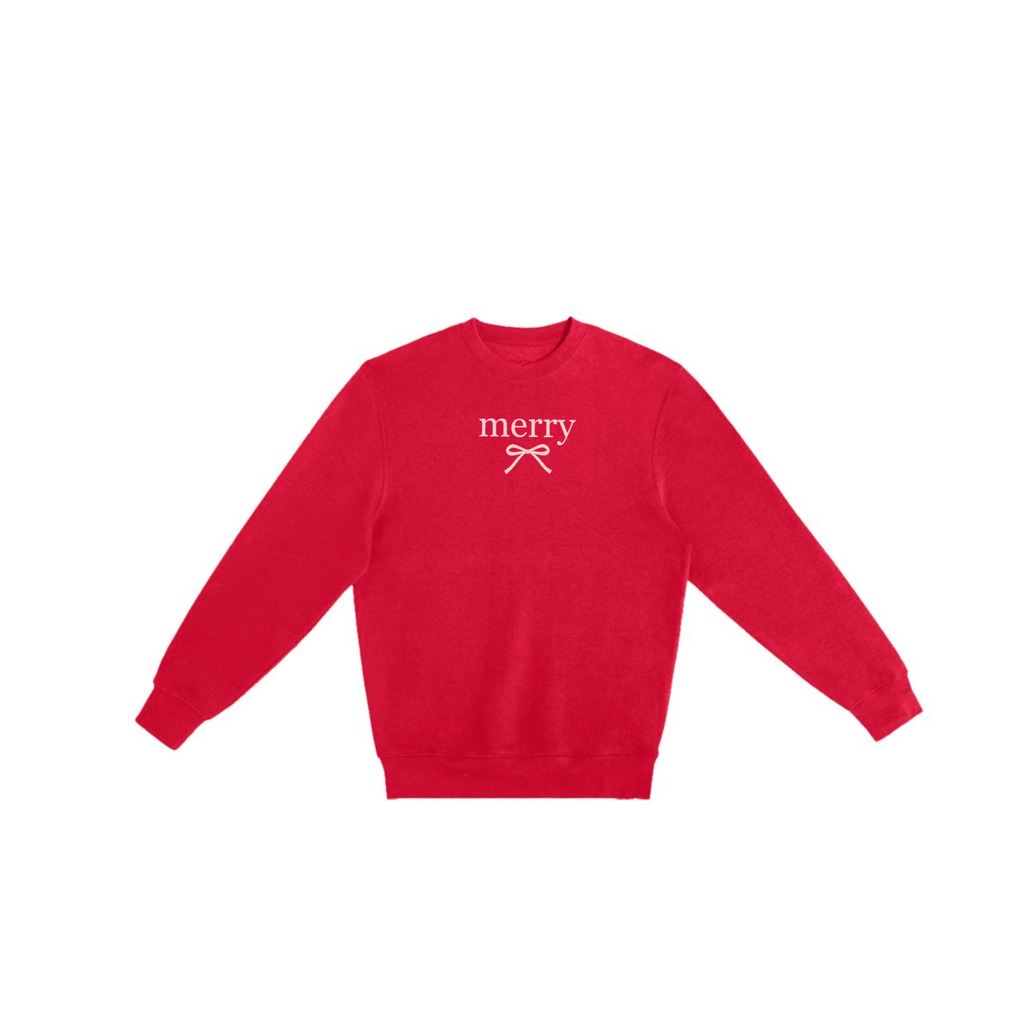 Merry Bow Christmas Sweatshirt | Minimal Holiday Crewneck - Poppy & Vine