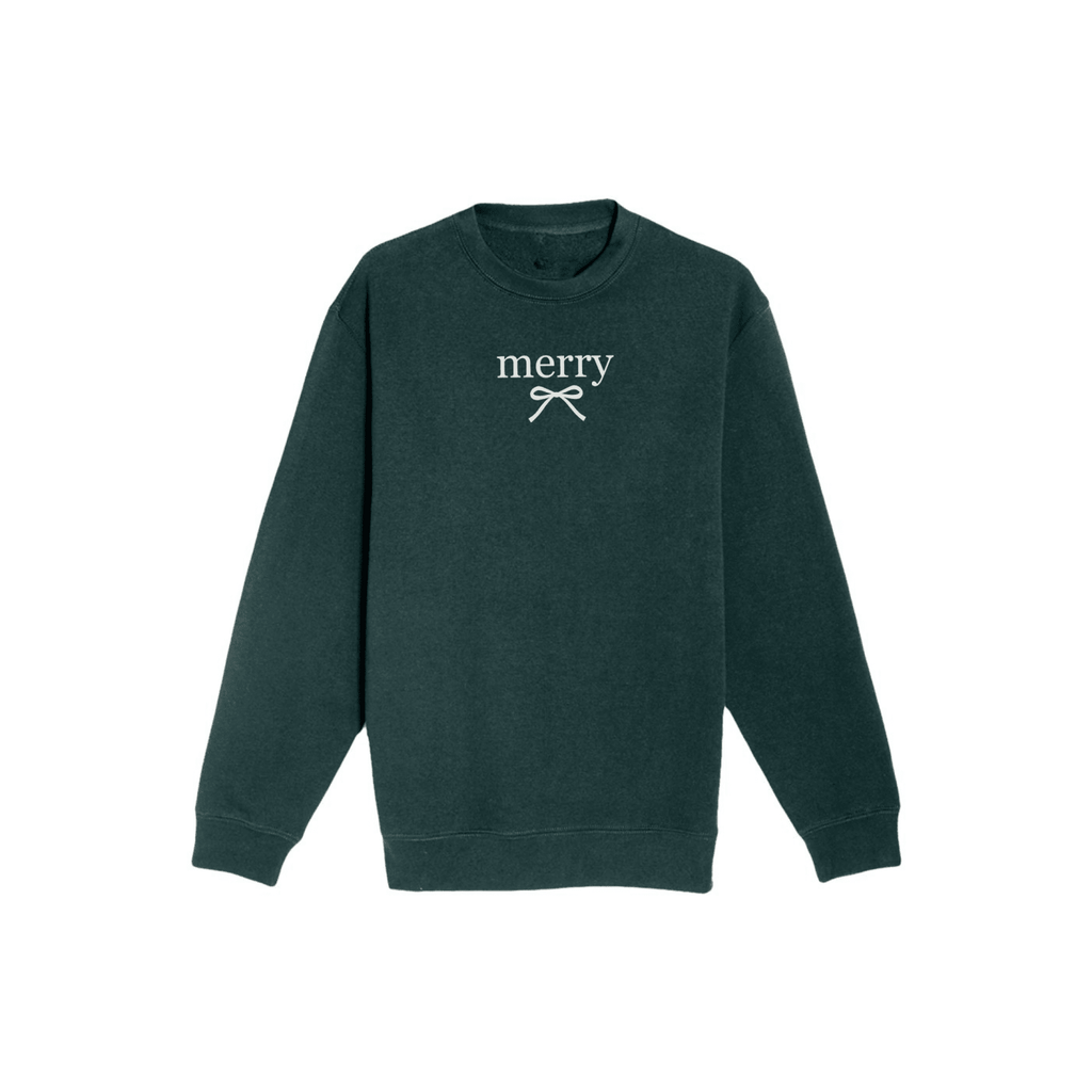 Merry Bow Christmas Sweatshirt | Minimal Holiday Crewneck - Poppy & Vine