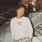 Merry Bow Christmas Sweatshirt | Minimal Holiday Crewneck - Poppy & Vine