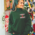 Merry & Bright Christmas Sweatshirt | Forest Green Holiday Pullover - Poppy & Vine