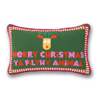 Merry Christmas Filthy Animal Needlepoint Pillow - Poppy & Vine