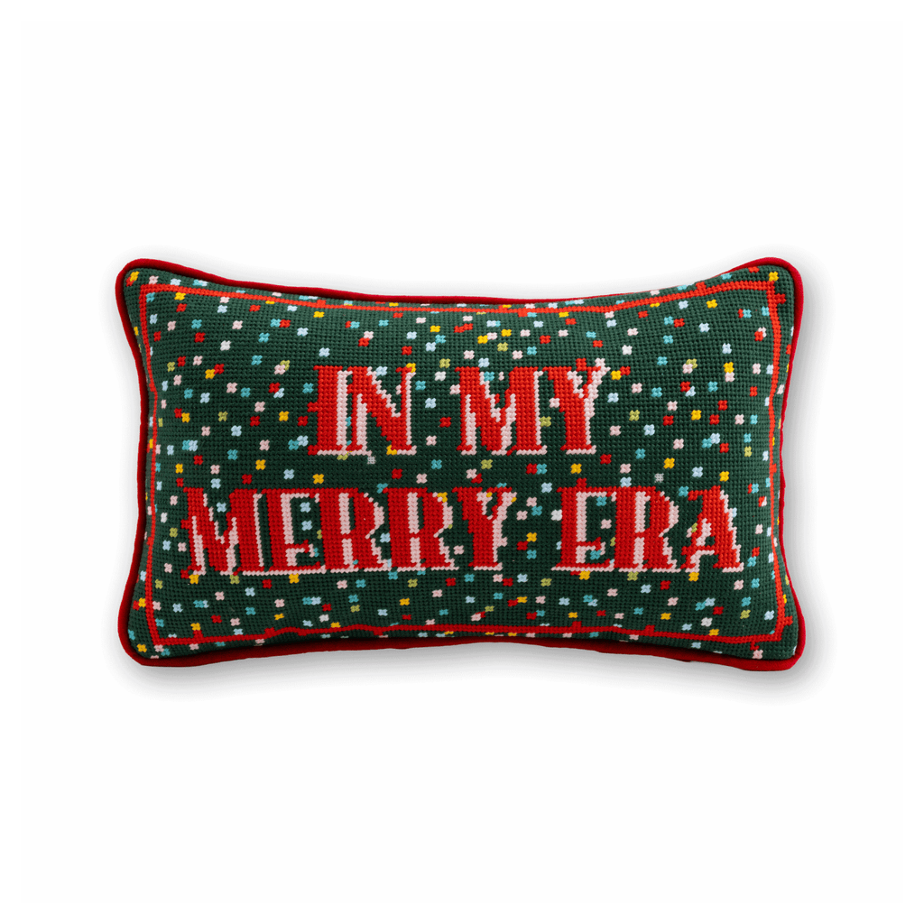 Merry Era Needlepoint Pillow - Poppy & Vine